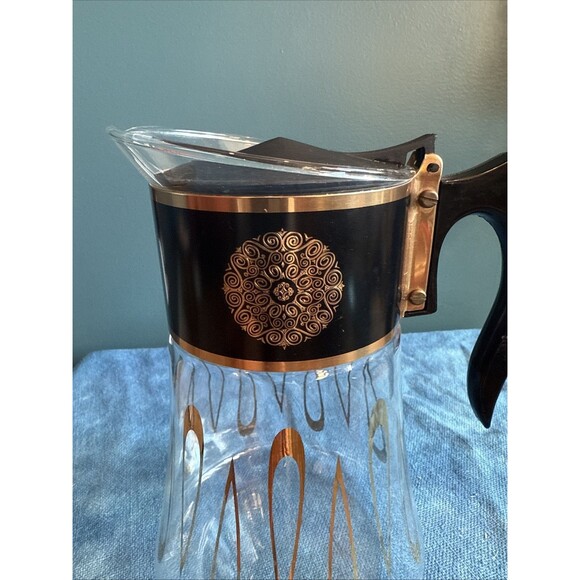 Vintage David Douglas Flameproof Glass Coffee Carafe 8 Cup MCM Gold - Picture 5 of 11